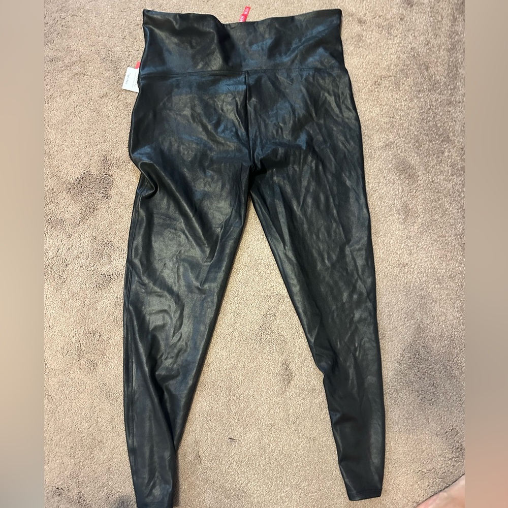Brand New! Spanx Faux Leather Black Leggings Size: 3X